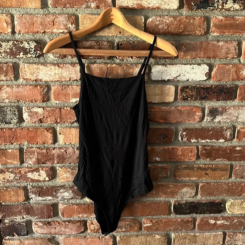 Wild Fable Black Ribbed Bodysuit Size Medium - Picture 1 of 5